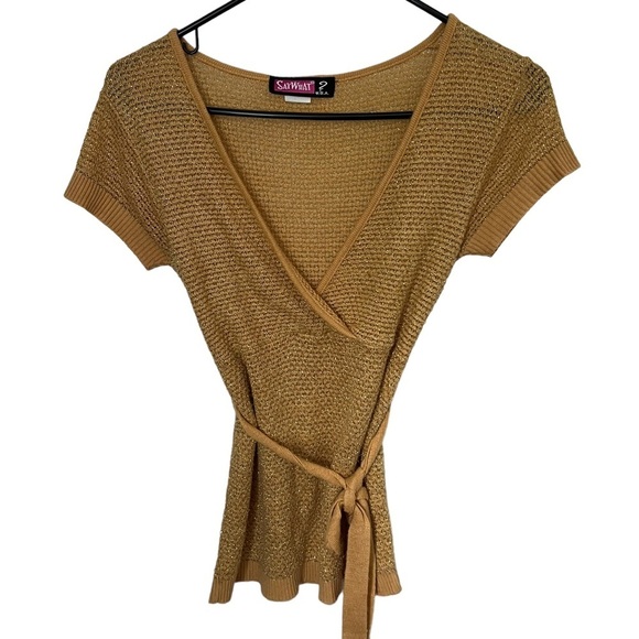 Gold Wrap-Style Shirt y2k - Picture 1 of 4
